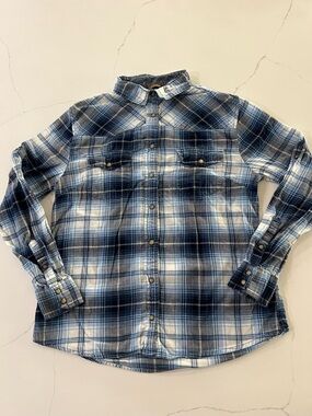Jachs Girlfriend Flannel Shirt Women’s Medium Bea Plaid Blue White